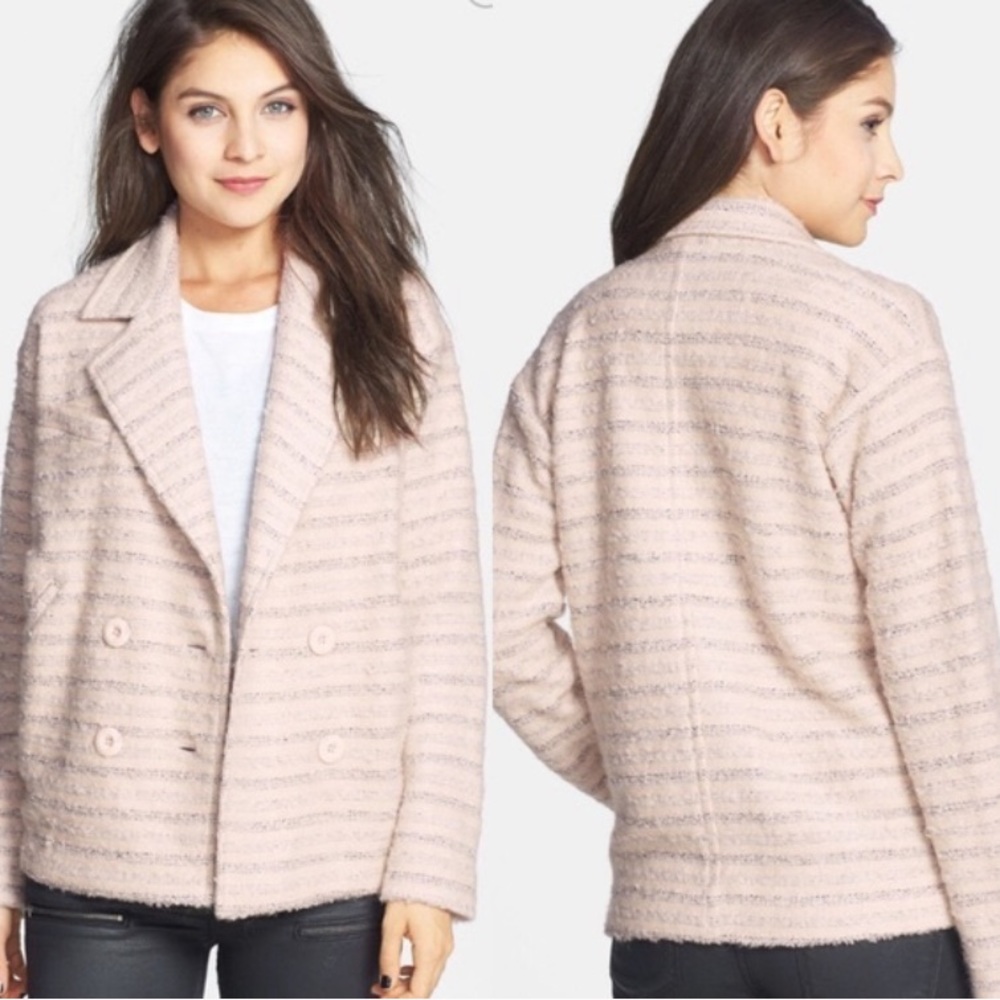 Elodie Shadow Striped Double Breasted Peacoat